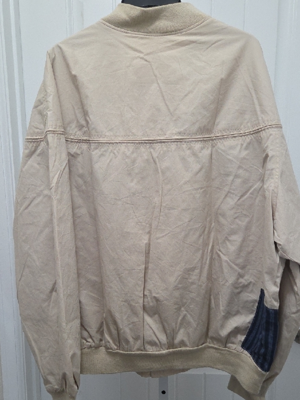 Beige Patchwork Bomber Jacket - - Picture 4 of 4